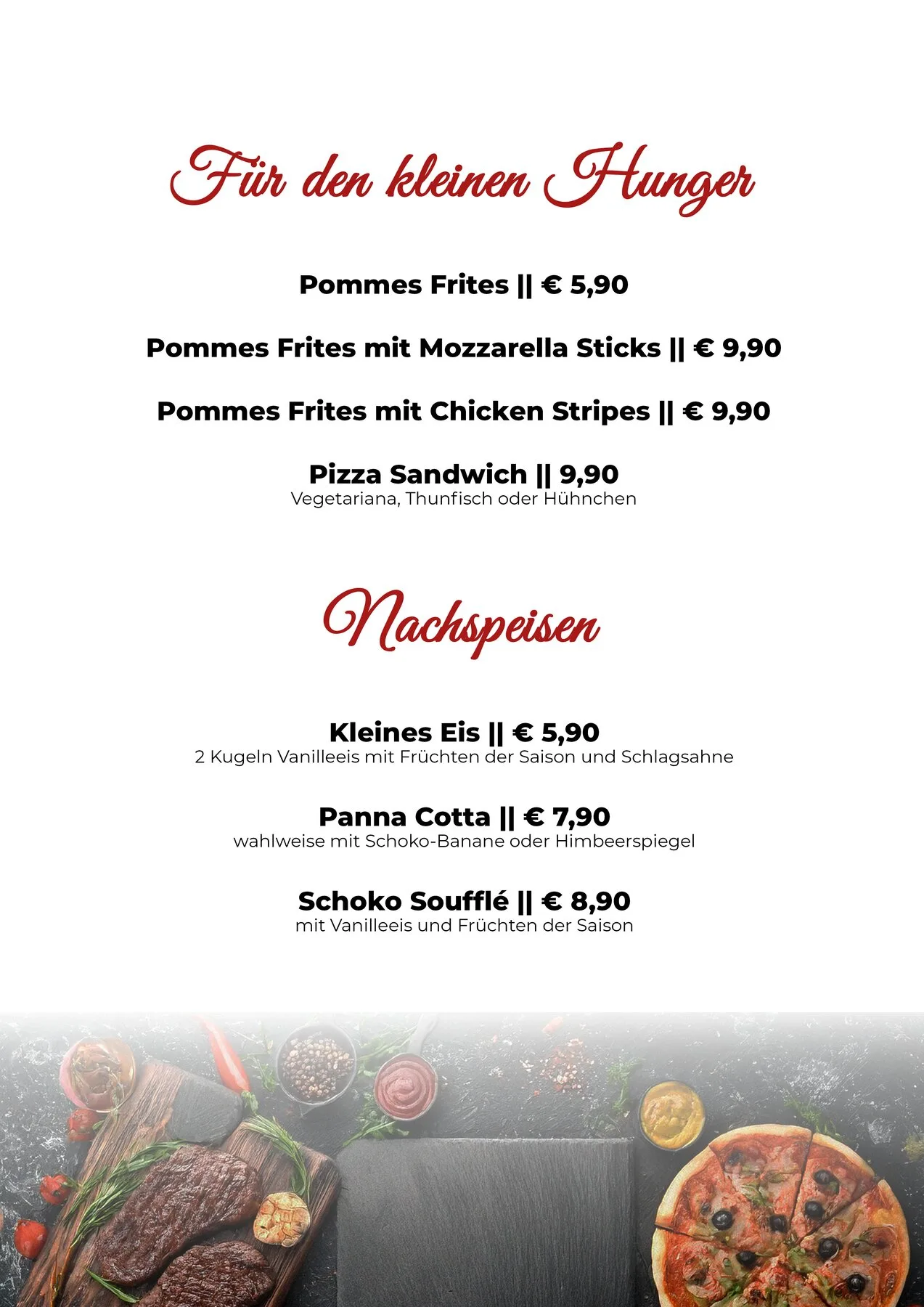 Kleine Gerichte & Nachspeisen